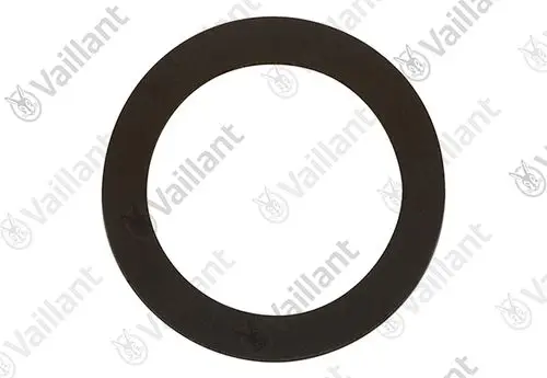 Ringförmiger Dichtungsring in Schwarz, deutlich sichtbar. Hersteller Vaillant. Nutzung in Heizsystemen oder ähnlichen Anwendungen möglich.